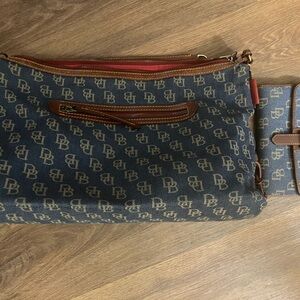 Dooney & Bourke Denim and Tan Shoulder Bag and Wallet